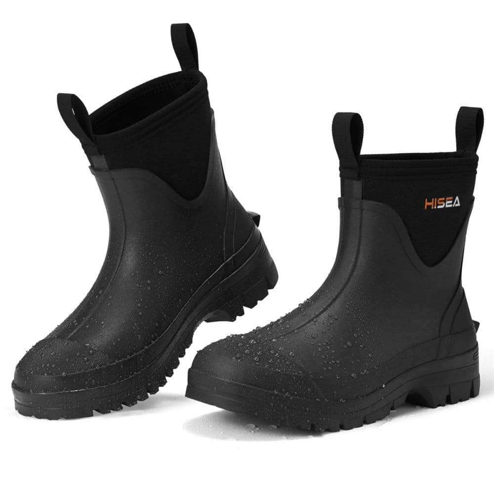 Men's Non-Slip Chelsea Rain Boots Black 8 Hisea