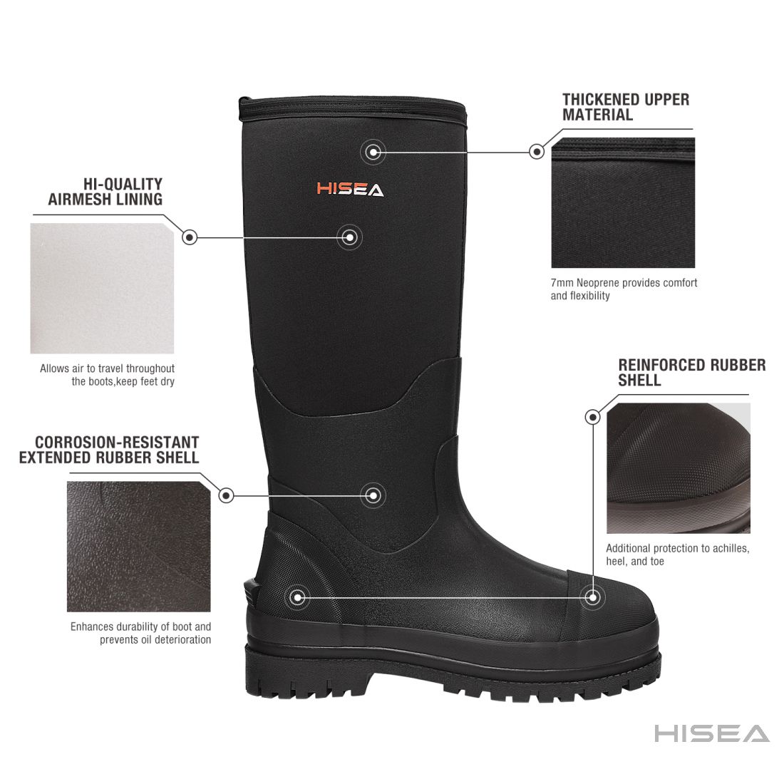 Men's Neoprene Rubber Work Boots | HISEA
