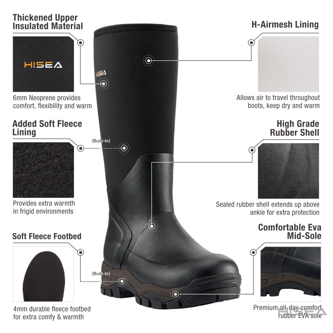 Men's Insulated Rubber Snow Boots | HISEA
