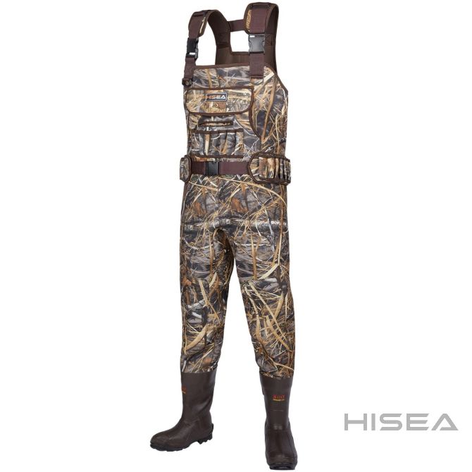 HISEA Upgrade Chest Waders Fishing Waders for Men with Boots Waterproof  Lightweight Bootfoot Cleated 2-Ply Nylon/PVC Camo M10/W12