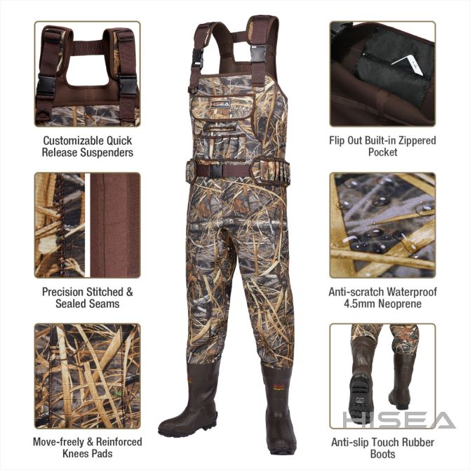 HISEA Chest Waders Neoprene Duck Hunting Waders for Men with 600G