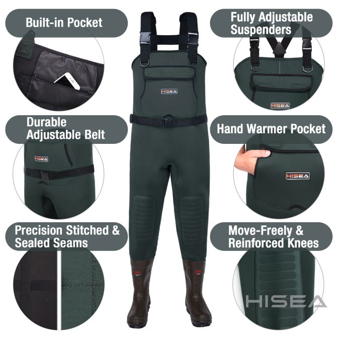 HISEA Chest Waders Neoprene Duck Hunting Waders for Men with 600G Insulated  Boot Waterproof Camo Bootfoot Fishing Waders US Size Men 12