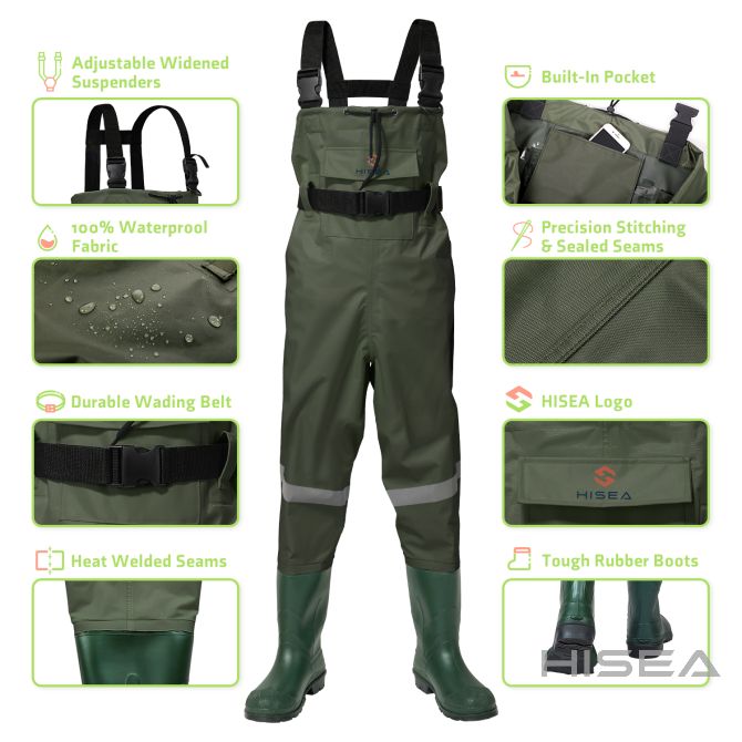 HISEA Kids Chest Waders for Toddler & Children Neoprene Youth Duck Hunting  Waders for Kids Boys Girls with Insulated Boots