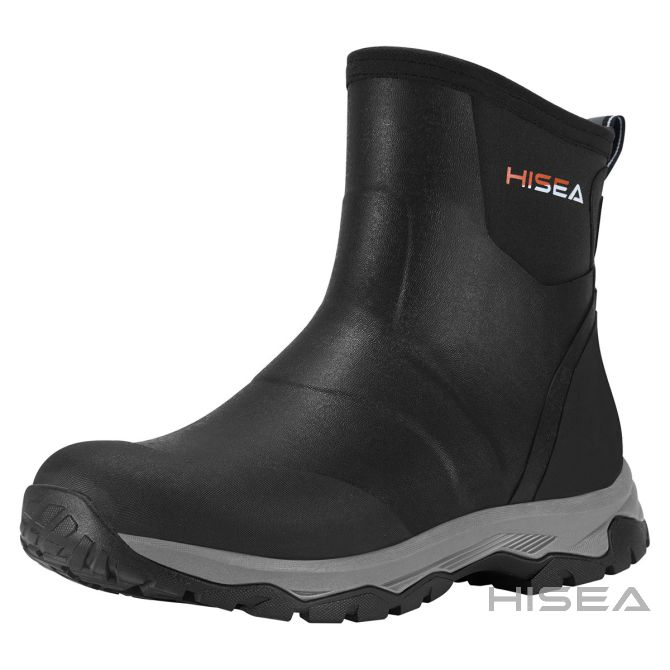  HISEA Mens Deck Boots Saltwater Fishing Booties Waterproof  Ankle Rain Boots High Traction