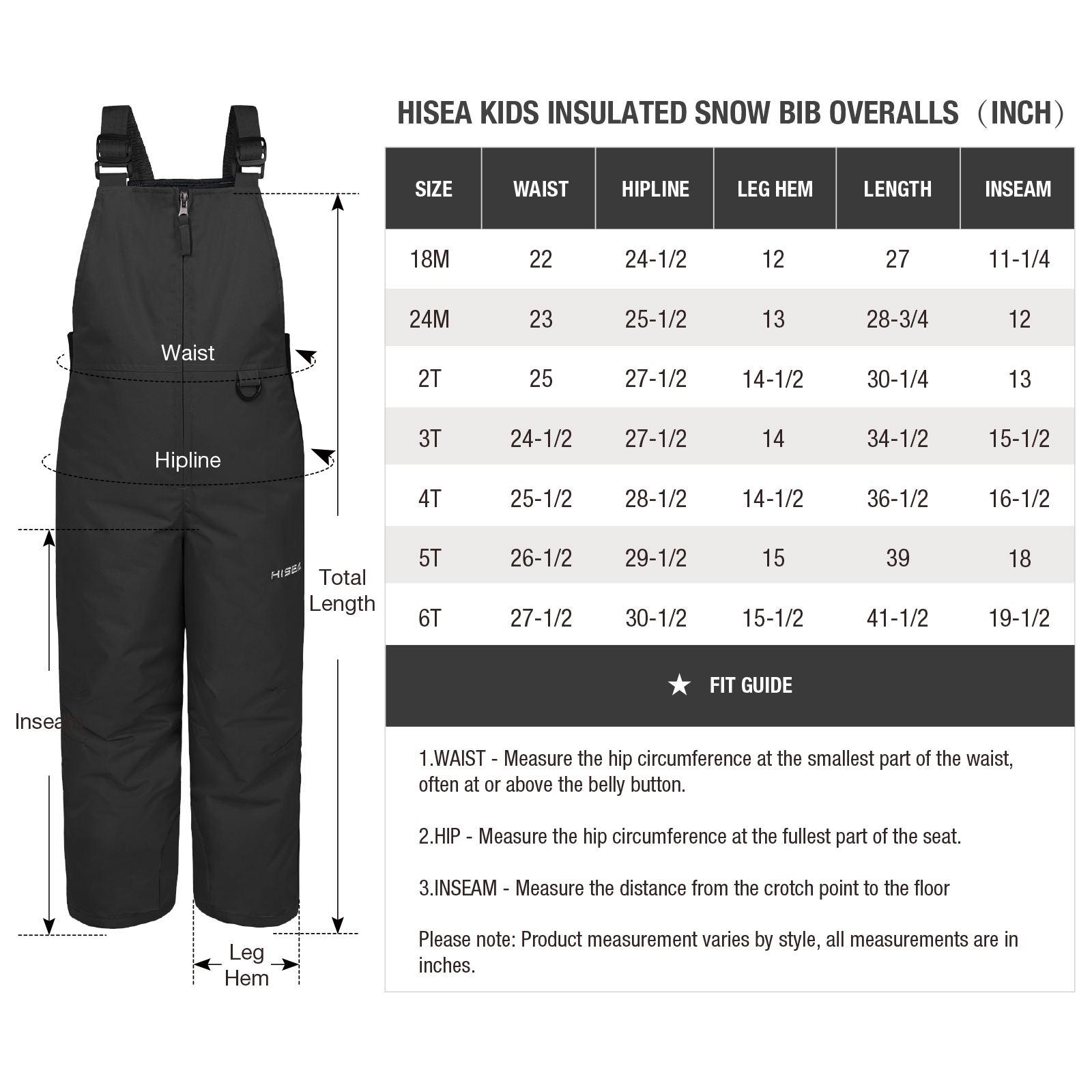 Liberty Bib Overalls Size Chart